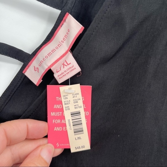 NWT Black with White Tassel Fringe V Neck Beach Swim Kaftan Cover Up - Picture 6 of 9